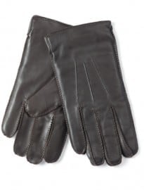 Austin Reed Chocolate Leather Knit-lined Gloves