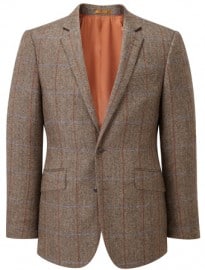 Austin Reed Viyella Brown Blue Rust Overcheck Jacket