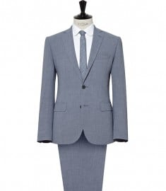 Reiss Rushby Three Button Notch Lapel Linen Suit Airforce Blue