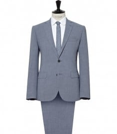 Reiss Rushby Three Button Notch Lapel Linen Suit Airforce Blue