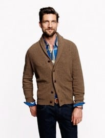 Lambswool Shawl-collar Elbow-patch Sweater