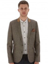 Burton Brown Slim Fit Blazer With Contrast Collar