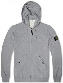 Stone Island Garment Dyed Zipped Cotton Fleece Hooded Sweat