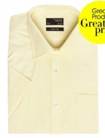 Thomas Nash Light Yellow Plain Poplin Short Sleeved Shirt