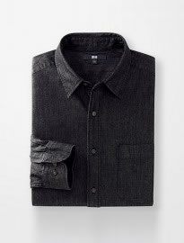 Uniqlo Men Denim Long Sleeve Shirt