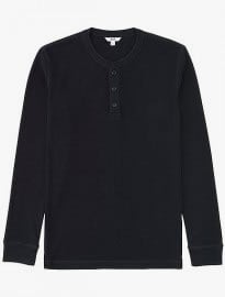 Uniqlo Men Waffle Henley Neck Long Sleeve T-shirt