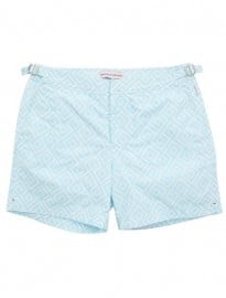 Orlebar Brown David Hicks Bulldog Print Sky Blue Swim Shorts