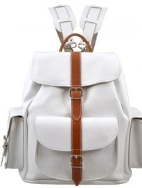 Grafea Villa Bianca Medium Leather Rucksack - White/tan