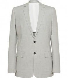 Reiss Harding B Two Button Dogtooth Blazer Light Grey