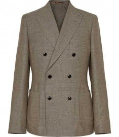 Reiss Anders Double-breasted Six Button Blazer Taupe
