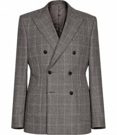 Reiss Derby Double Breasted Window Pane Blazer Grey