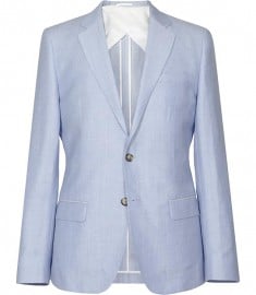 Reiss Nigel B Contrast Weave Blazer Soft Blue