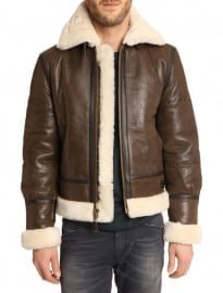 Schott Nyc Brown Sheepskin Bomber Jacket