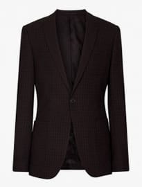 Reiss Arthur Jacquard Wool Blazer Burgundy