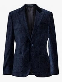 Reiss Ornette Patterned Velvet Blazer Blue