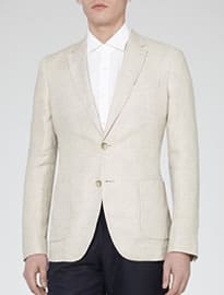 Reiss Ample B Linen Blazer Natural