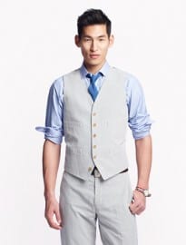 Ludlow Suit Vest In Japanese Seersucker