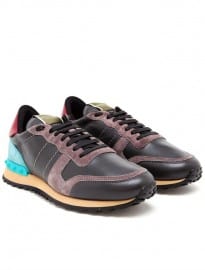 Valentino Contrasting Suede Mesh And Leather Trainers
