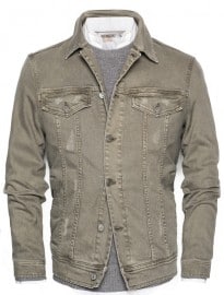 He By Mango Khaki Wash Denim Jacket