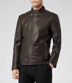 Reiss Victor Caviar Grain Leather Jacket