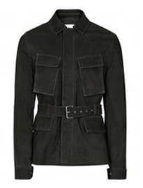 Reiss Universe Suede Belted Jacket Emerald