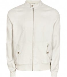 Reiss Carmen Linen Bomber Chalk