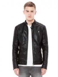 Quilted Imitation Leather Biker Jacket