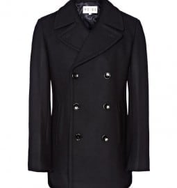 Reiss Hummingbird Double Breasted Wool Peacoat Navy