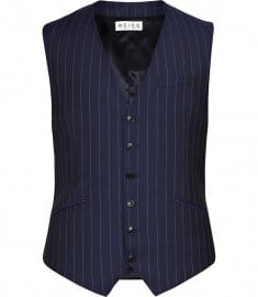 Reiss Portofino W Pinstripe Waistcoat Bright Blue
