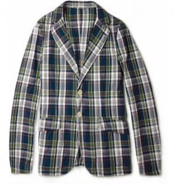 Aspesi Tennebaum Lightweight Plaid Cotton Blazer