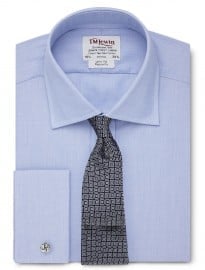 T.m.lewin Regular Fit Plain Blue End-on-end Shirt