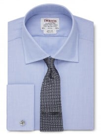 T.m.lewin Regular Fit Plain Blue End-on-end Shirt