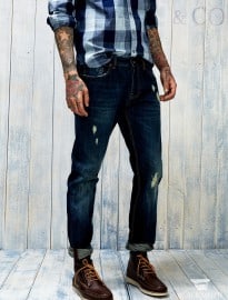 He By Mango Slim-fit Premium Dark Steve Jeans