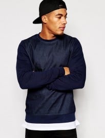 Asos Sweatshirt With Denim Front