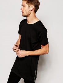 Selected Longline T-shirt With Side Zips