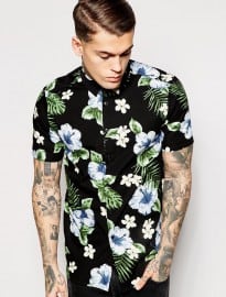 Asos Shirt With Floral Print With Short Sleeves