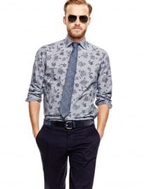 He By Mango Slim-fit Striped Printed Shirt