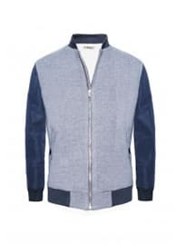 He By Mango Contrast Sleeve Bomber Jacket