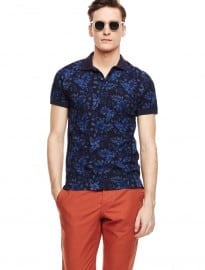 He By Mango Tropical Print Pique Polo Shirt