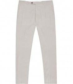 Reiss Bradley T Micro Check Cotton Trousers Stone