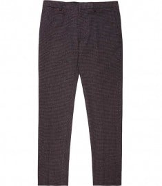 Reiss Dove Multi-check Wool Trousers Berry