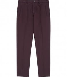 Reiss Timpani Twill Cotton Trousers Bordeaux