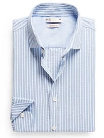 He By Mango Slim-fit Seersucker Shirt