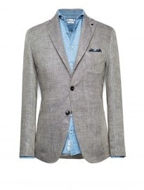 He By Mango Herringbone Linen Blazer