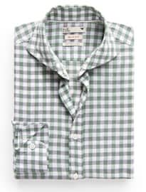 He By Mango Slim-fit Gingham Check Linen-blend Shirt