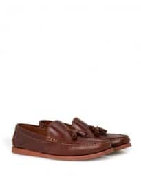 He By Mango Tassel Leather Loafers