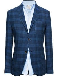 He By Mango Check Linen Blazer