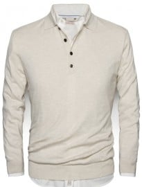 He By Mango Polo Collar Silk Cotton-blend Sweater