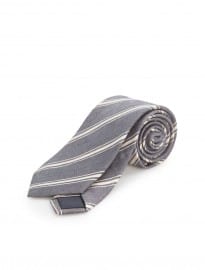 He By Mango Silk Linen-blend Striped Tie