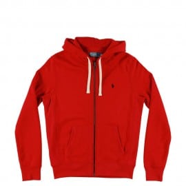 Polo Ralph Lauren Mens Classic Fleece Zip Through Red Hooded Sweat Top